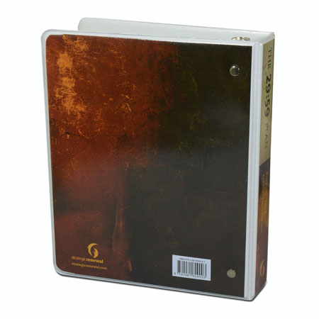 The 29:59 Plan — rear cover, .75″ entrapment binder, 8.5 × 5.5 sheet size